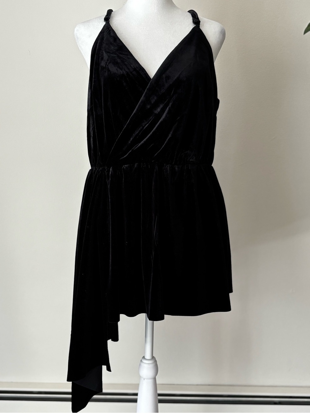 City Chic Black Velvet Asymmetrical top tunic sleeveless